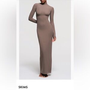 Skims Lounge Mock Neck Long Sleeve Maxi Dress (L) will fit US M/L